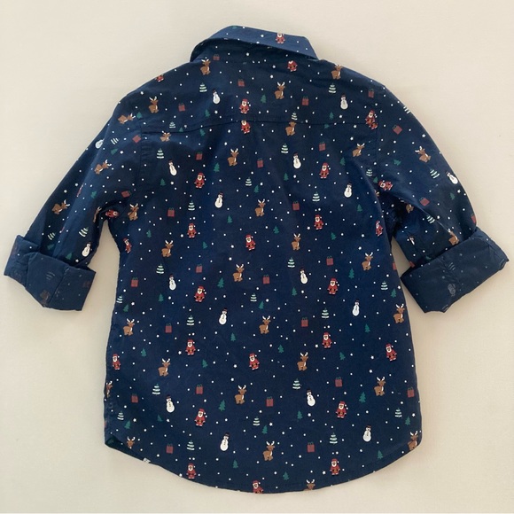 H&M Toddler Boy 3-4 Holiday Shirt Santa Snowman Reindeer Christmas Tree - Picture 2 of 6